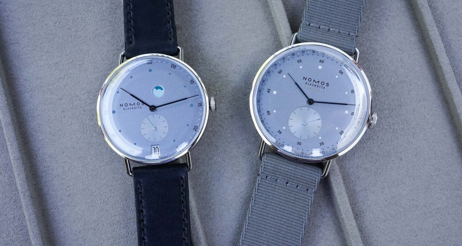 First Look: New Ice Blue Dials for the Nomos Metro Date Power Reserve and Neomatik 41 Update