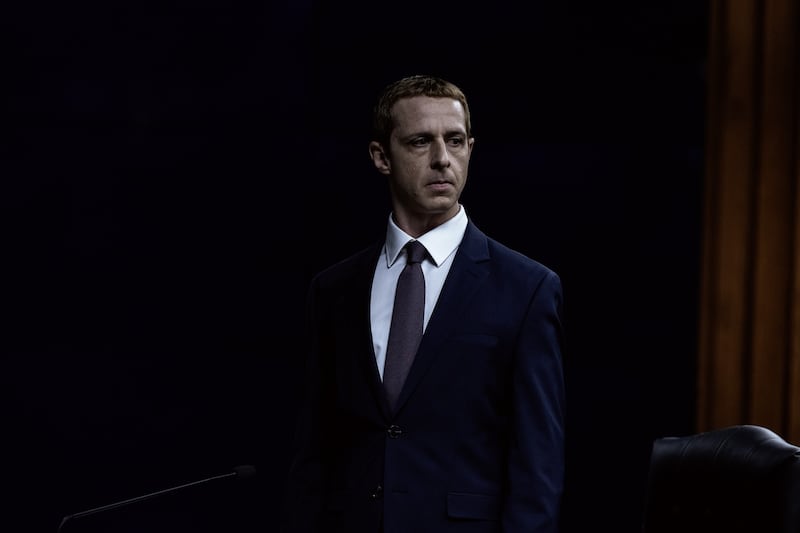 Jeremy Strong in Aaron Sorkin's film The Social Reckoning, in which he plays the Facebook and Meta billionaire Mark Zuckerberg. Photograph: Sony Pictures