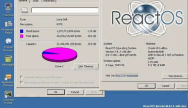 A ReactOS screenshot showing off its new NTFS support
