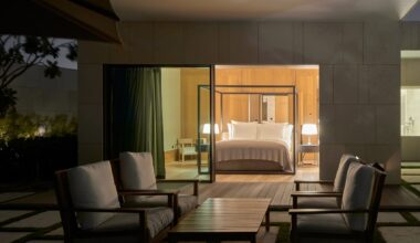 Carminati lift-and-slide windows frame Dubai skyline at Bvlgari Hotel and Resort 