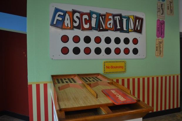 Another playable game at the Santa Cruz Museum of Art & History's "High Score" exhibit is Fascination. A combination of Skee-Ball and bingo, Fascination features a matrix of 25 holes, and the player has to light up five in a row either horizontally or vertically to win. (Nick Sestanovich Santa Cruz Sentinel)
