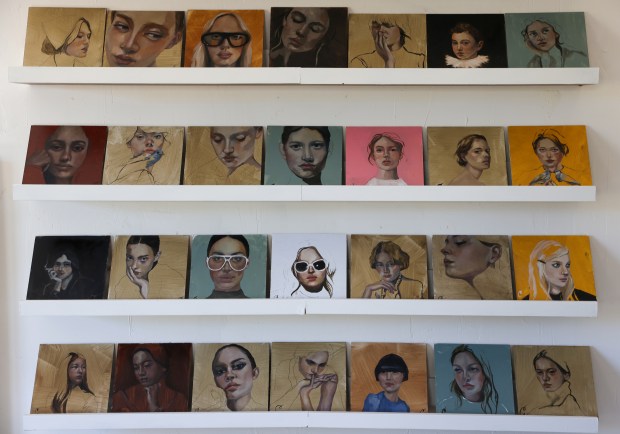 Art by Celeste Duffy in her studio in Sebastopol on Monday, October 5, 2026. (Christopher Chung/The Press Democrat)
