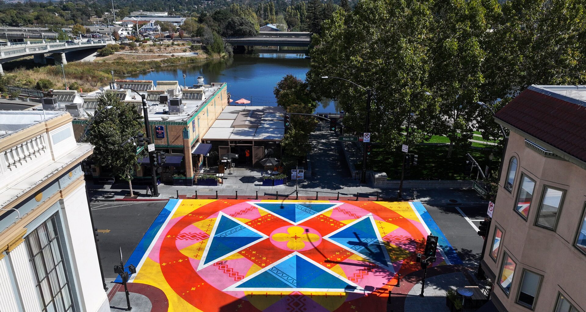 Busy downtown Napa intersection awash in color with new art installation