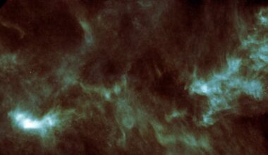 A view of the Taurus Molecular Cloud from the Herschel Space Observatory. The bright region at the lower left is the pre-stellar core Lynds 1544. Astronomers looked at it using radio astronomy techniques to understand what's happening in a prestellar core. [ESA/Herschel/SPIRE]