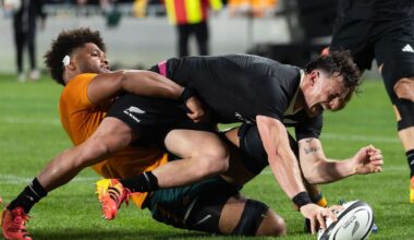 All Blacks v Wallabies: Leroy Carter carried down tunnel after apparent hip-drop tackle