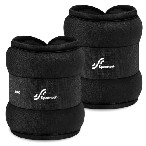 Sportneer Ankle Weights, 2 X 0.5 Kg to 2 X 3 Kg, Neoprene, Modern Style, Black