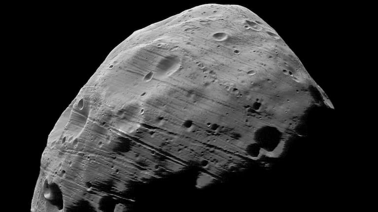 A high-resolution picture of Phobos taken by NASA in 2008.