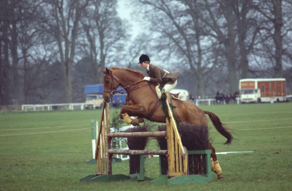 amberley, united kingdom january 01: princess anne jumping her horse at amberley horse trials circa 1970s (photo by tim graham photo library via getty images)