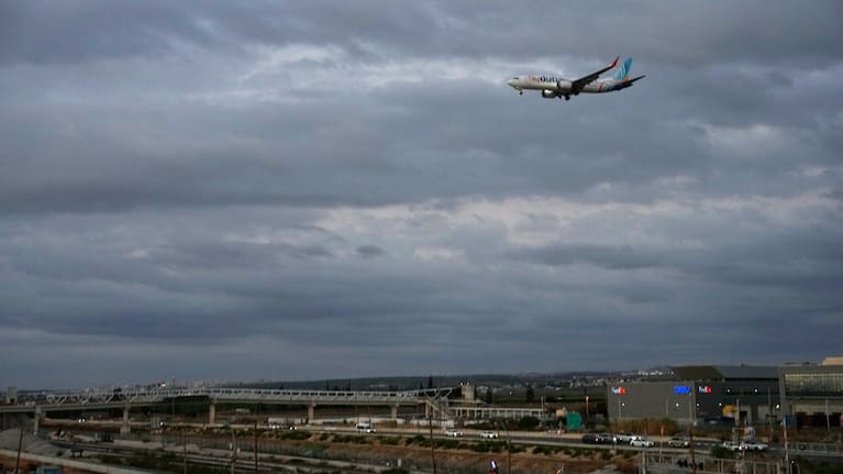 An FlyDubai plane carrying Israeli passengers who had earlier been aboard another FlyDubai aircraft that made an emergency landing in Saudi Arabia.