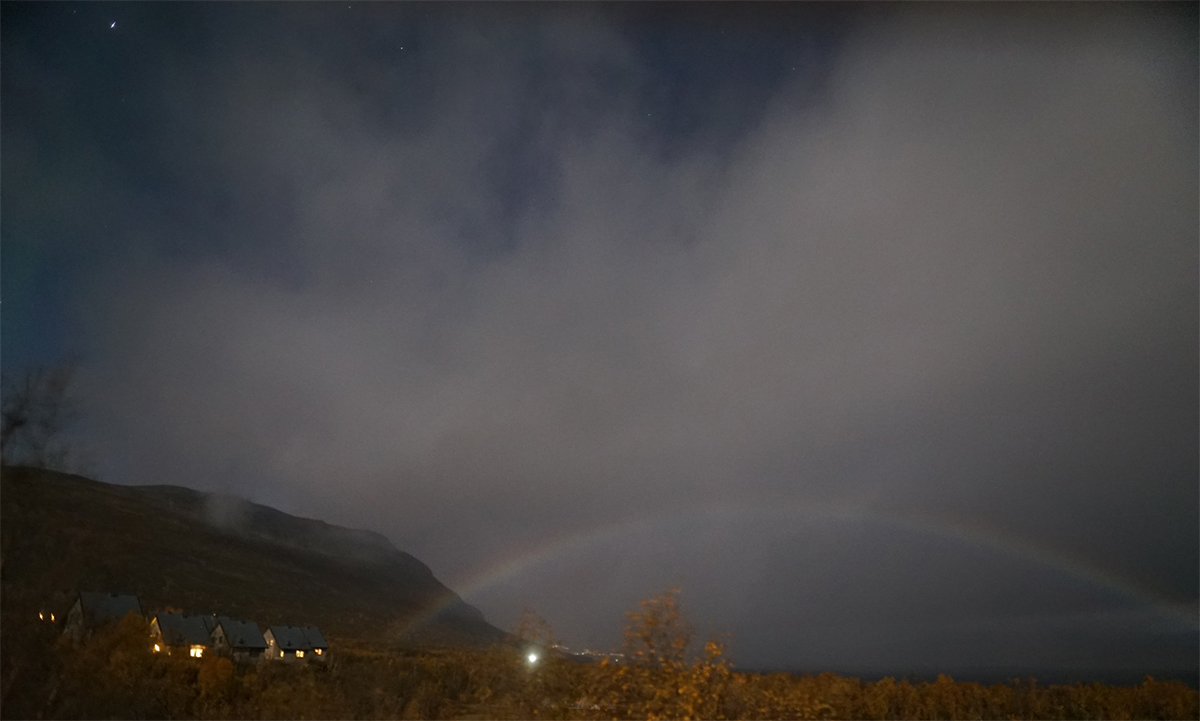 Aurora borealis, the Northern Lights, and a moonbow. Credit: Chad Blakely / Lights Over Lapland