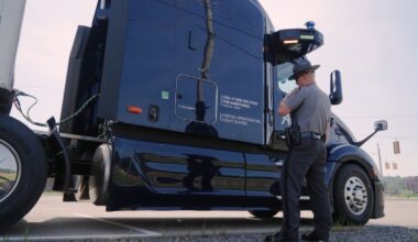 Aurora self-driving truck and beacons