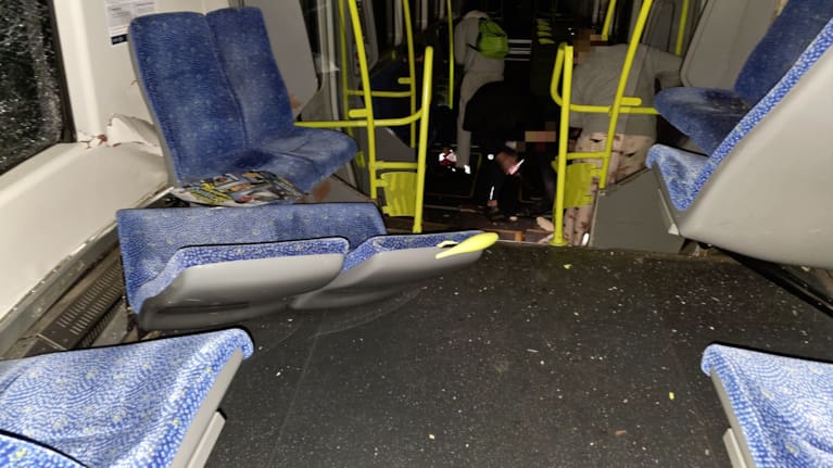 Buckled seats and extensive damage was visible inside a Wellington train carriage after it crashed into a concrete stop block near Khandallah Station over the weekend.