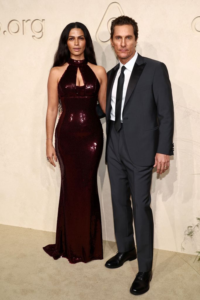 Camila Alves and Matthew McConaughey pose together at the Airbnb.org Gala.