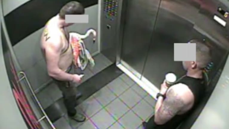 CCTV showing Mitchell Fairbarn with the flamingo