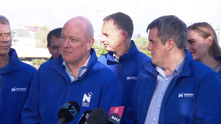 Christopher Luxon and Chris Bishop speak to media