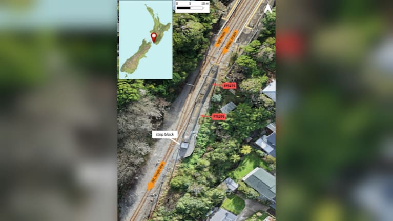 Collision location on runaway track south of Khandallah Station. Source: TAIC