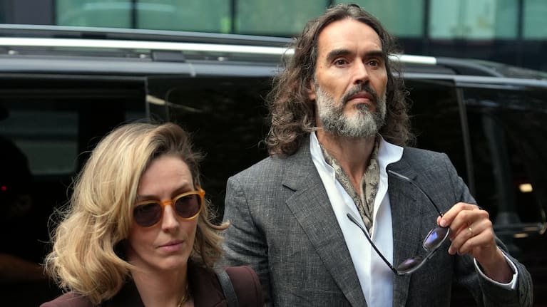 Comedian and actor Russell Brand arrives at Southwark Crown Court where he is charged with counts of rape and sexual assault against six women.