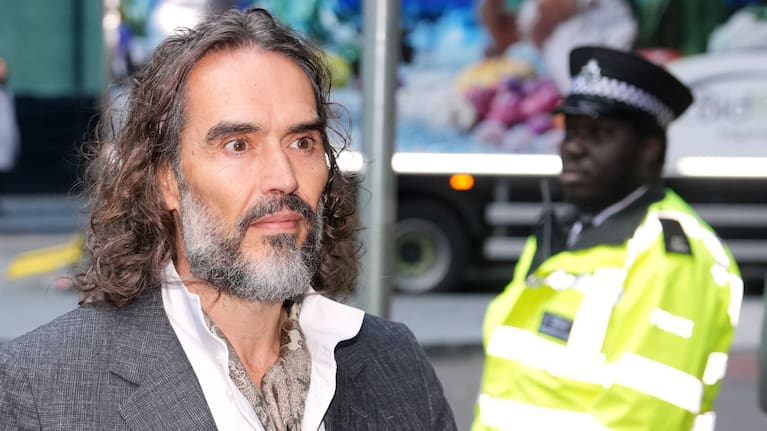 Comedian and actor Russell Brand arrives at Southwark Crown Court where he is charged with counts of rape and sexual assault against six women.