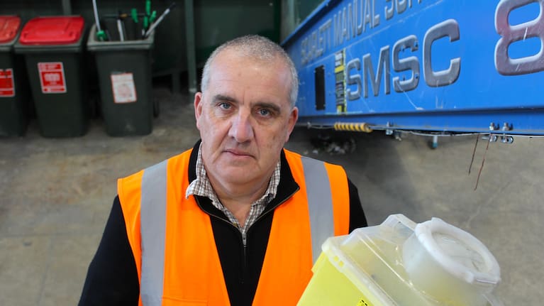 Council solid waste manager Mark Lucas said the centre had filled a 22-litre bucket with sharp objects in six weeks. (Source: LDR / Kira Carrington)