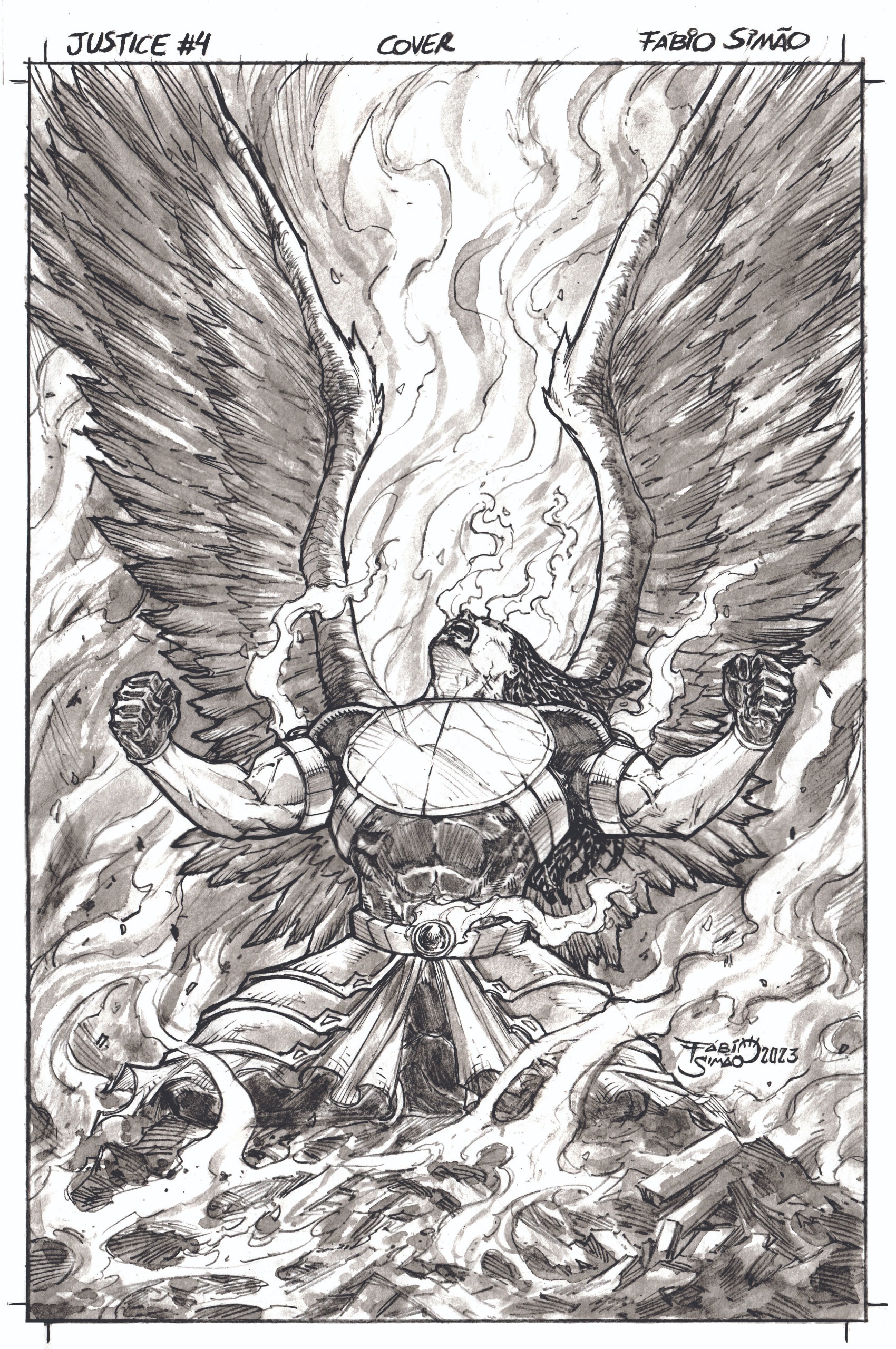 Pencil-drawn fantasy character art