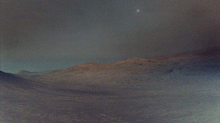 A view of Mars's moon Deimos, taken by NASA's Perseverance rover in 2025.