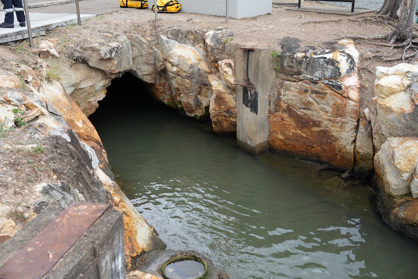 a small tunnel entrance on the water