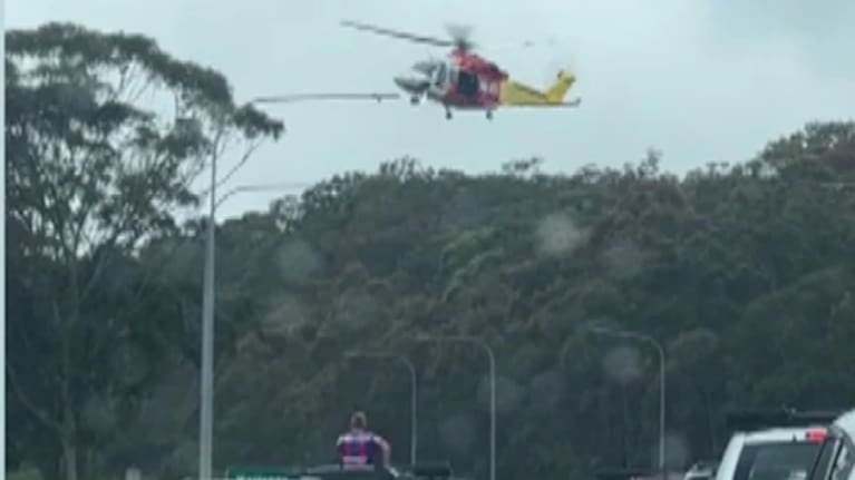 Emergency services were called to Newcastle Link Rd, at Wallsend, about 9:30am on Saturday.
