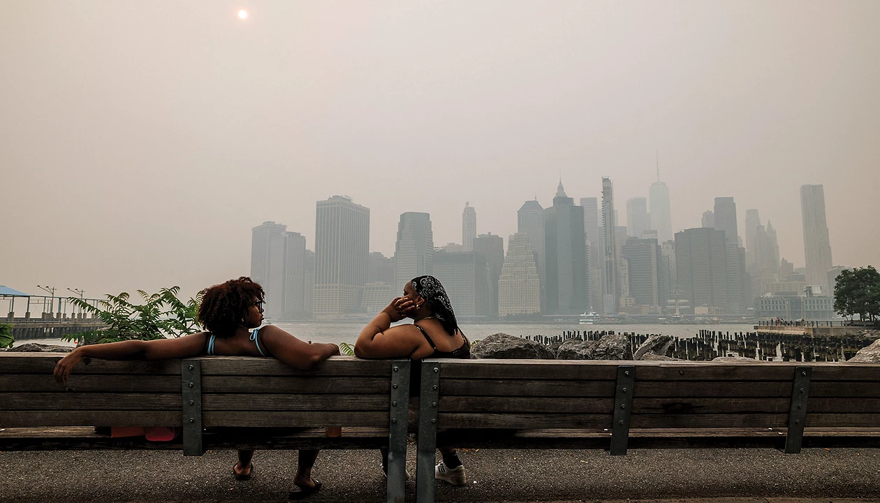 Wildfire smoke evolves as it drifts from wilderness to city