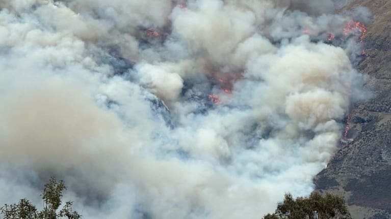 Flames from Walter Peak in Queenstown. (Source: Dave Noble)