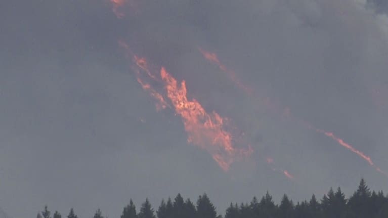 Flames visible from a fire at Walter Peak Station in Queenstown.