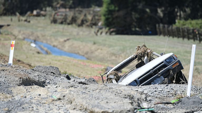 Flood damage in Napier following Cyclone Gabrielle.