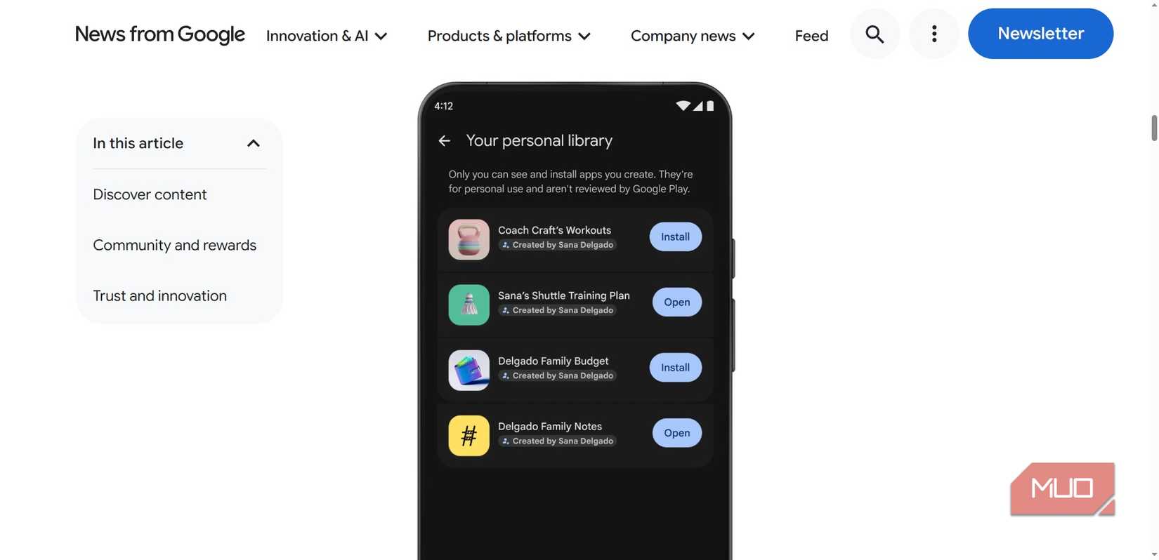 google vibe coded app library in google play.