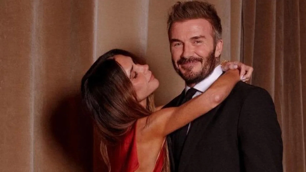 Victoria Beckham, 52, shows off ultra-toned arms in daring red-hot gown