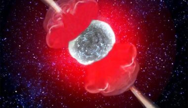 This artist's illustration shows a hypernova, an extremely luminous and energetic type of supernova. They occur when a star with more than about 30 solar masses reaches the end of its life and explodes. Evidence for them is thin, and new research pokes holes in what little there is. Image Credit: Anna Serena Esposito/Spanish National Research Council (CSIC)