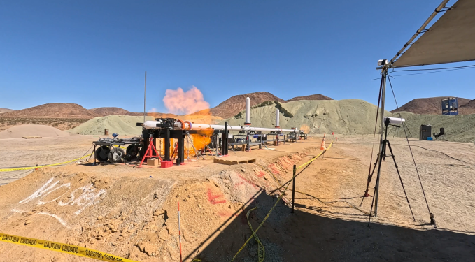 A multi-injection gun built by Longshot Space Technology is fired at a test site in California.
