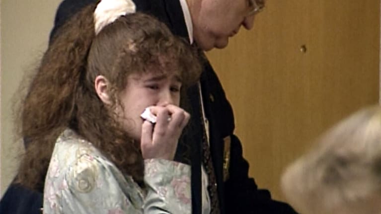 In this image from video provided by WBIR-TV, Christa Pike cries after being sentenced to death on March 30, 1996 in Knoxville