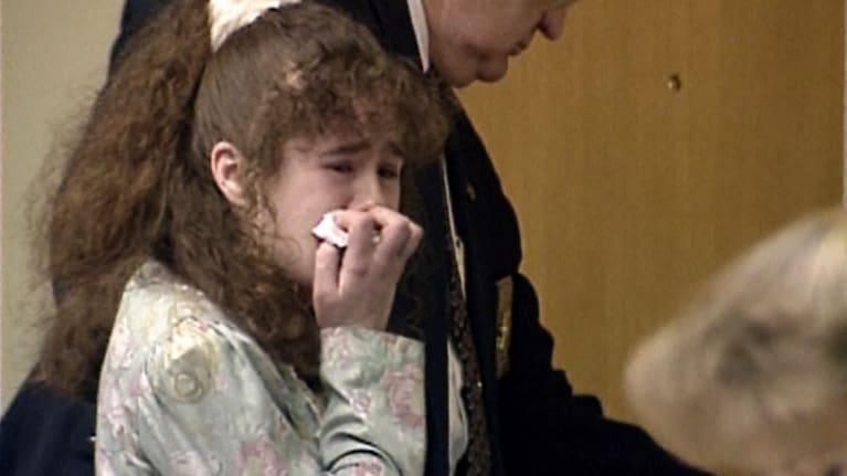 In this image from video provided by WBIR-TV, Christa Pike cries after being sentenced to death on March 30, 1996 in Knoxville