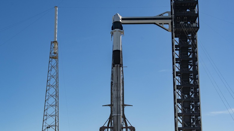 The Falcon 9 rocket that will launch Crew-13 into space.