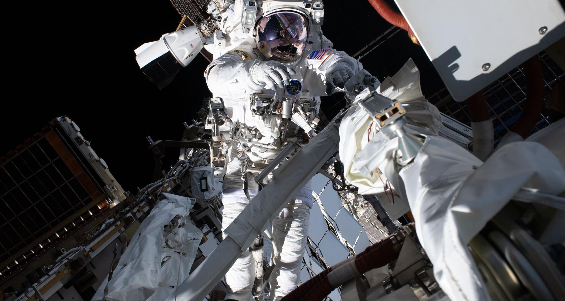 NASA astronaut and Expedition 75 flight engineer Anil Menon conducts a spacewalk to prepare the International Space Station for future upgrades to its power system. Menon helped build a modification kit on the station’s Starboard 6 truss segment where a roll out solar array is slated to be installed later this year.