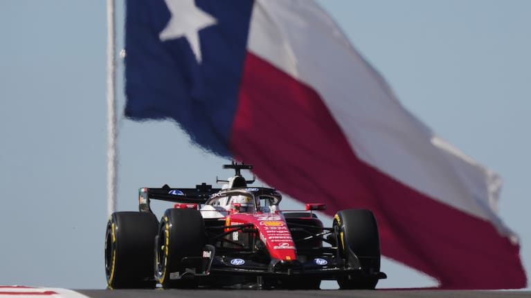 Charles Leclerc drives his Ferrari to double P1 in practices.