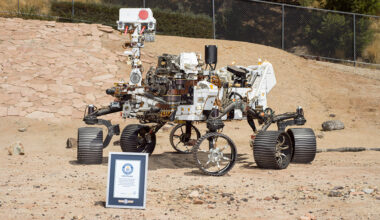 The twin of the Perseverance Rover poses with its GWR certificate
