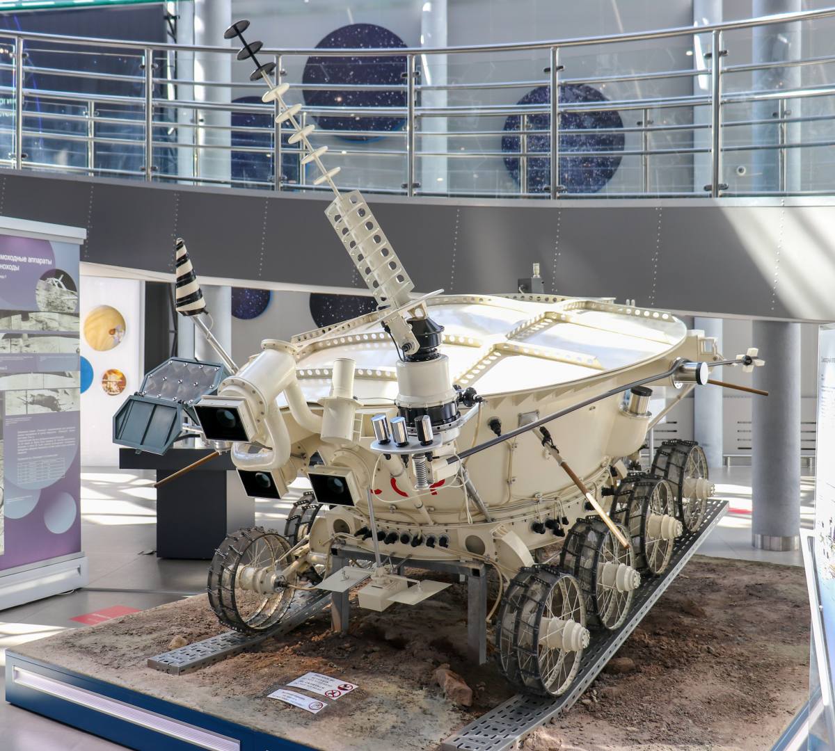 A detail reproduction of the 1970s Lunokhod Moon rover