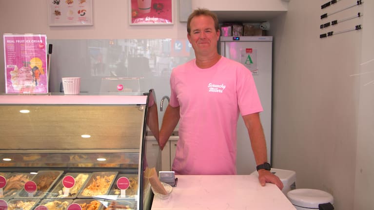 Michael Kitching, the owner of ice cream store Scunchie Millers.