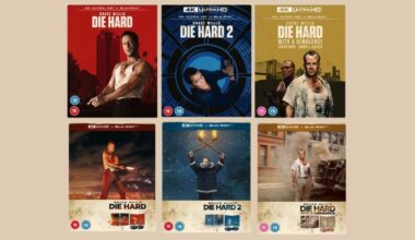 4K Blu-ray covers for the new releases of Die Hard, Die Hard 2 and Die Hard with a Vengeance.
