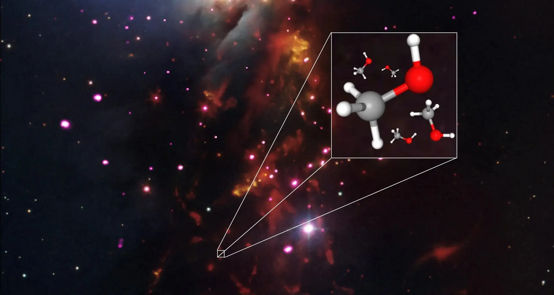 A rare form of the organic alcohol methanol is present around at least one of the very young stars in the Perseus molecular cloud. Credit ©: Ekaterina Moerova/MPIfR/NASA/CXC/SSC/NOAO/DSS/NCBI