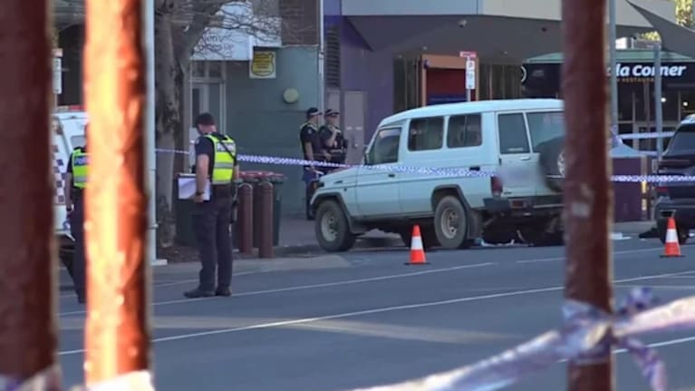 Police at the scene after Australian MP Helen Harris was struck by a vehicle. 