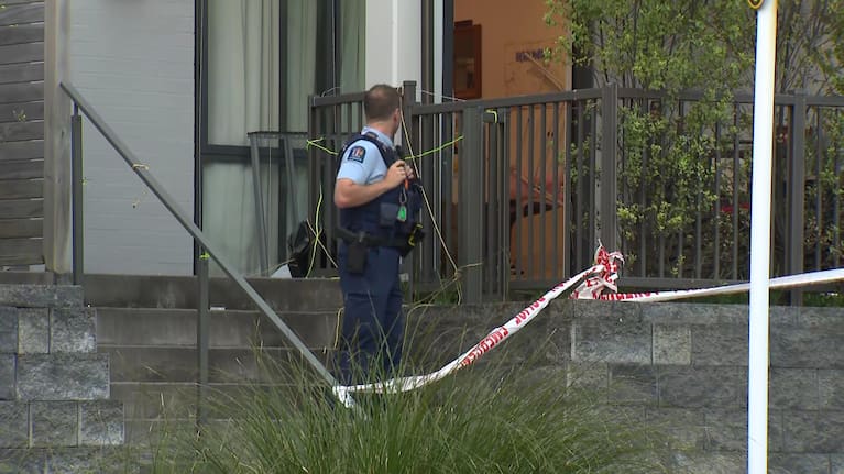 Police pictured at the scene in Massey this morning.
