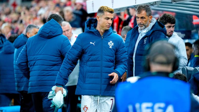 Portugal's Cristiano Ronaldo starts on the bench during a Nations League soccer match between between Norway and Portugal, in Oslo, Sunday, Sept. 27, 2026