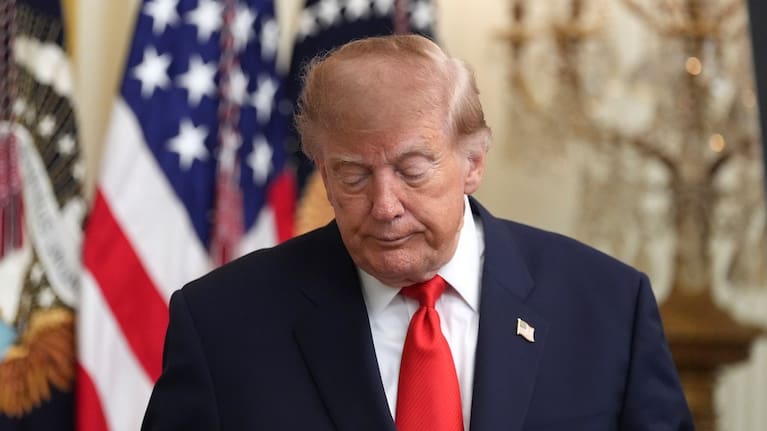 President Donald Trump walks after speaking at a Columbus Day celebration in the East Room of the White House, Friday, Oct. 9, 2026, in Washington.