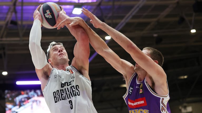 Sam Mennenga of the Breakers lays up during the round five NBL match between Sydney Kings and New Zealand Breakers.